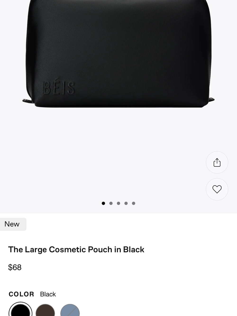 BEIS Black Large Toiletry Pouch